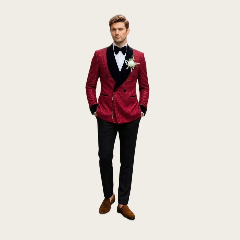 Red Men's Suits 2 Pieces Shawl Lapel Double Breasted Wedding Groom Suit Set Prom Slim Fit Tuxedo Business Blazer Customized
Red Men's Suits 2 Pieces Shawl Lapel Double Breasted Wedding Groom Suit Set Prom Slim Fit Tuxedo Business Blazer Customized