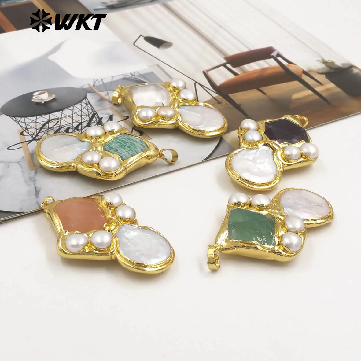 WT-JP423 Minority Natural Stone Pearl Five Color Pendant With 18k Gold Plated For Women Wedding Jewelry
WT-JP423 Minority Natural Stone Pearl Five Color Pendant With 18k Gold Plated For Women Wedding Jewelry