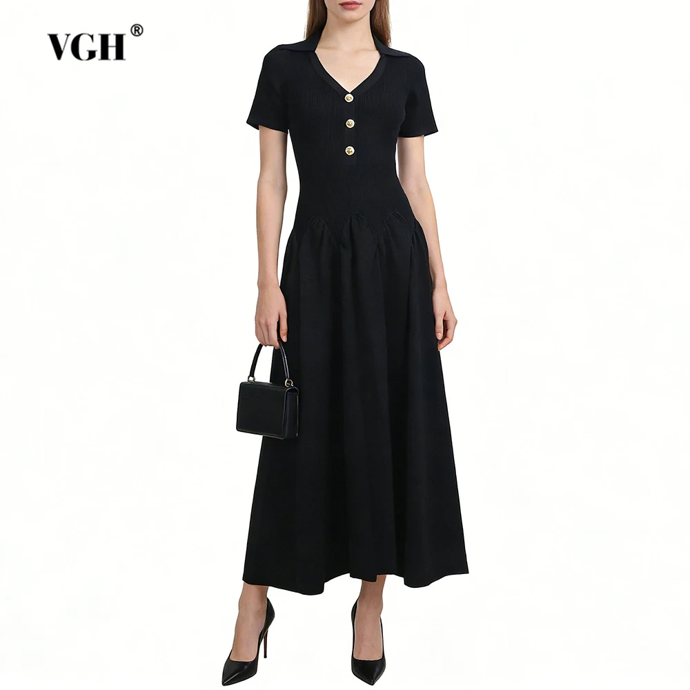Повседневное трикотажное длинное платье VGH для женщин, с V-образным вырезом, коротким рукавом, завышенной талией, на пуговицах, осеннее, элегантное, для вечеринок
Повседневное трикотажное длинное платье VGH для женщин, с V-образным вырезом, коротким рукавом, завышенной талией, на пуговицах, осеннее, элегантное, для вечеринок