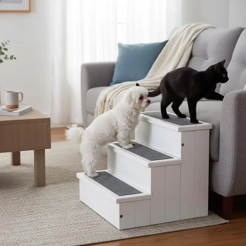 3 Step Wooden Dog Steps Pet Stairs for Dogs, Cat Ladder for Bed Couch with Storage White
3 Step Wooden Dog Steps Pet Stairs for Dogs, Cat Ladder for Bed Couch with Storage White