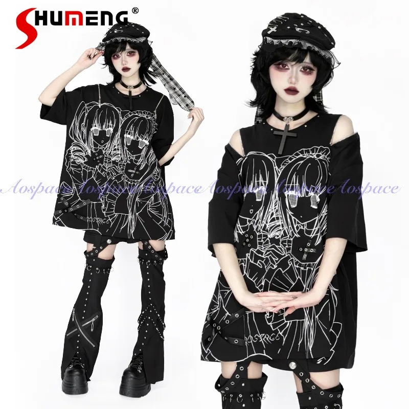 Cool Y2k Off-Shoulder Subculture Cartoon Printed Tees Off-Shoulder Ribbed Short Sleeved O-Neck Pullover Cool T-shirts Pullover
Cool Y2k Off-Shoulder Subculture Cartoon Printed Tees Off-Shoulder Ribbed Short Sleeved O-Neck Pullover Cool T-shirts Pullover