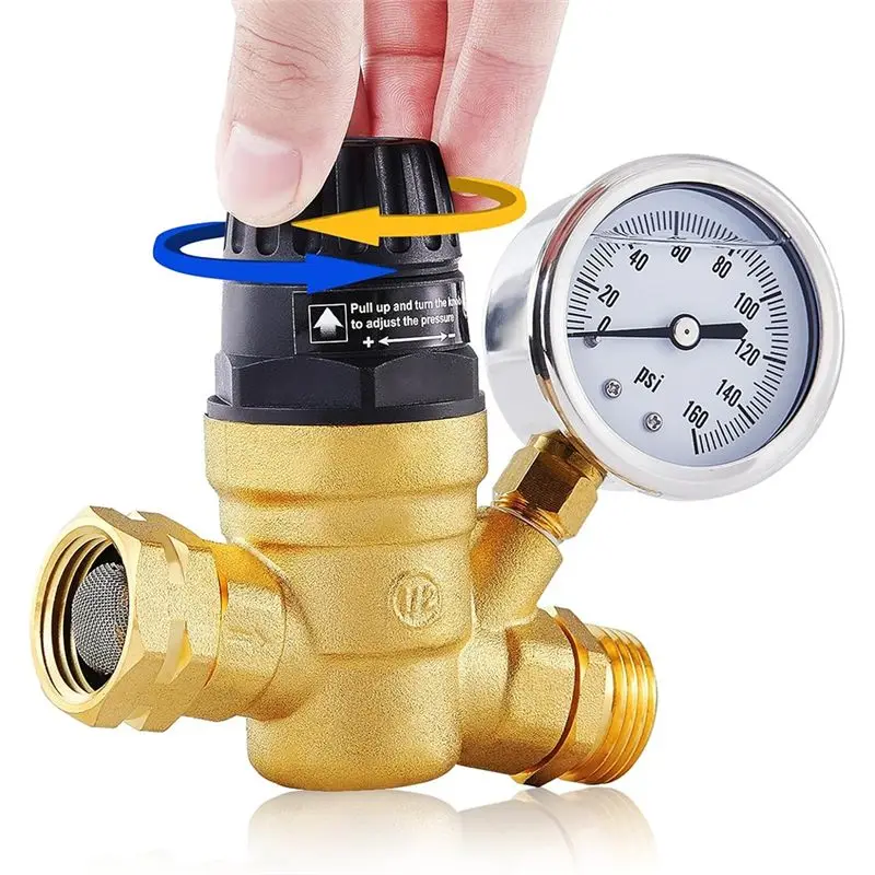 RV Water Pressure Regulator Valve, Adjustable Water Pressure Reducer With Gauge And Inlet Screen Filter For RV Camper
RV Water Pressure Regulator Valve, Adjustable Water Pressure Reducer With Gauge And Inlet Screen Filter For RV Camper