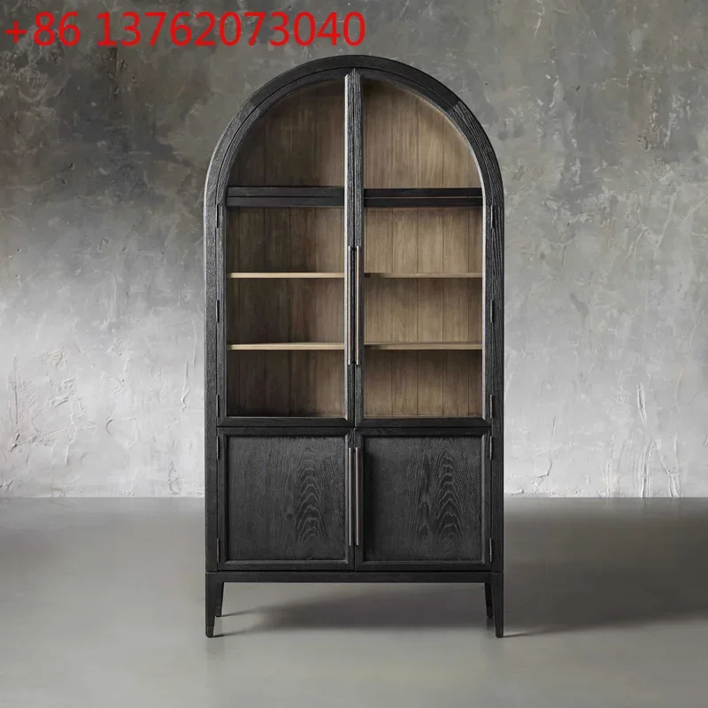 American rural solid wood bookcase living room display storage cabinet
American rural solid wood bookcase living room display storage cabinet