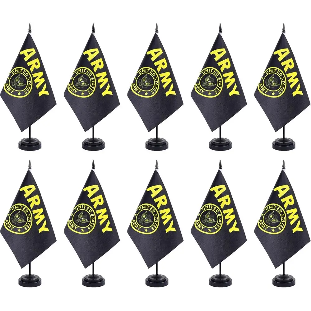 12 Pack Mini Military-Style Desk Flags with 12 Solid Pole and Black Stand Base for Office Decorations
12 Pack Mini Military-Style Desk Flags with 12 Solid Pole and Black Stand Base for Office Decorations