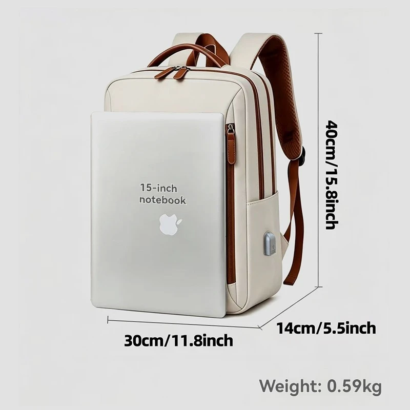 Beige Vintage Laptop Backpack for Women, 15.6 Inch Water Resistant Business Work Backpack with Faux Leather Trim & External USB
Beige Vintage Laptop Backpack for Women, 15.6 Inch Water Resistant Business Work Backpack with Faux Leather Trim & External USB