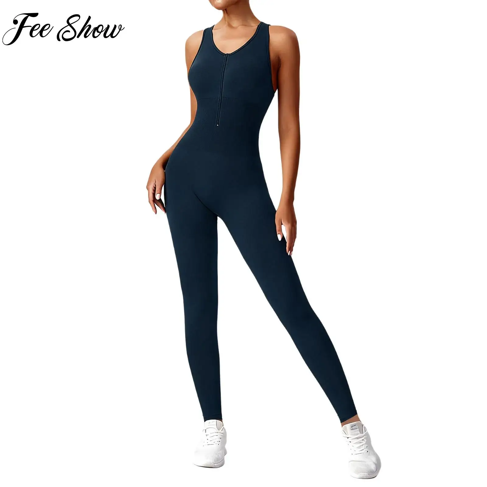 S-L Women Cutout Back Sleeveless Jumpsuit Zip-Up Bodysuit Full Length Romper for Yoga Gym Workout Fitness Running
S-L Women Cutout Back Sleeveless Jumpsuit Zip-Up Bodysuit Full Length Romper for Yoga Gym Workout Fitness Running