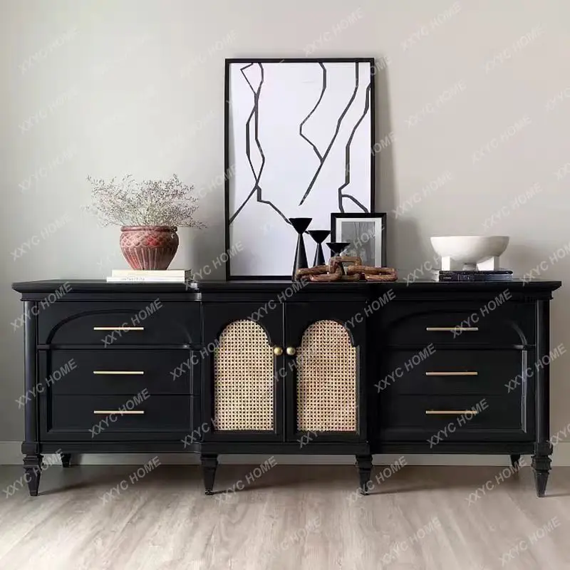 retro solid wood rattan dining side cabinet locker small apartment living room
retro solid wood rattan dining side cabinet locker small apartment living room