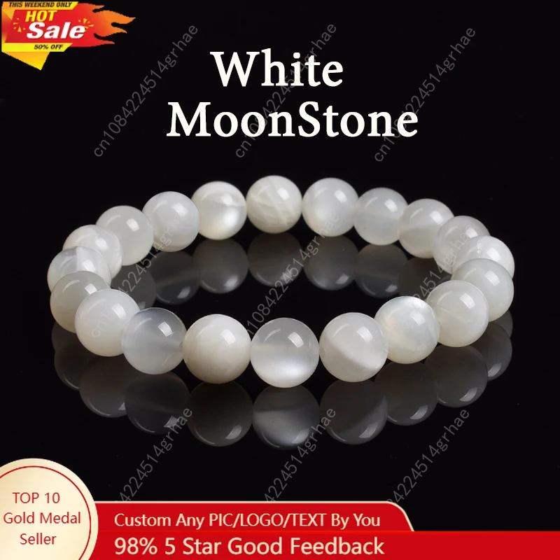 Real Natural White Moonstone Bracelet Genuine Moon Stone Beads Elastic Bracelets for Women Men Premium Gift 8mm Gemstone Jewelry
Real Natural White Moonstone Bracelet Genuine Moon Stone Beads Elastic Bracelets for Women Men Premium Gift 8mm Gemstone Jewelry
