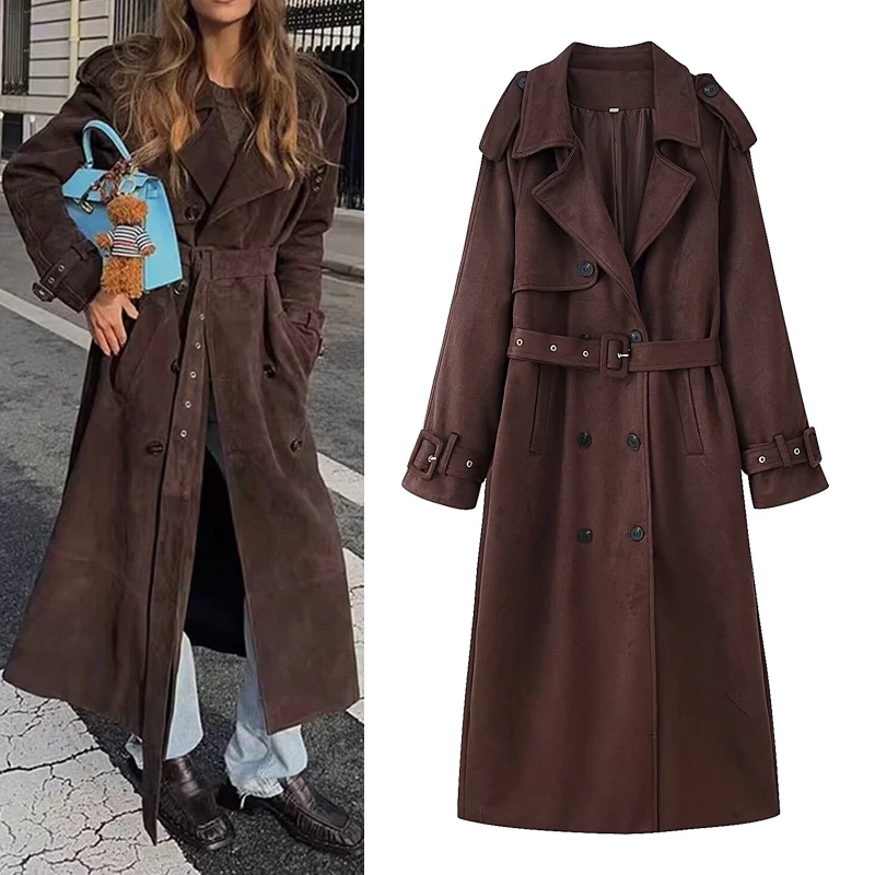 Autumn Winter Turn-down Collar Double Breasted Long Jacket Coats Women Sashes Decoration Commuting Trench Female Casual Wear
Autumn Winter Turn-down Collar Double Breasted Long Jacket Coats Women Sashes Decoration Commuting Trench Female Casual Wear