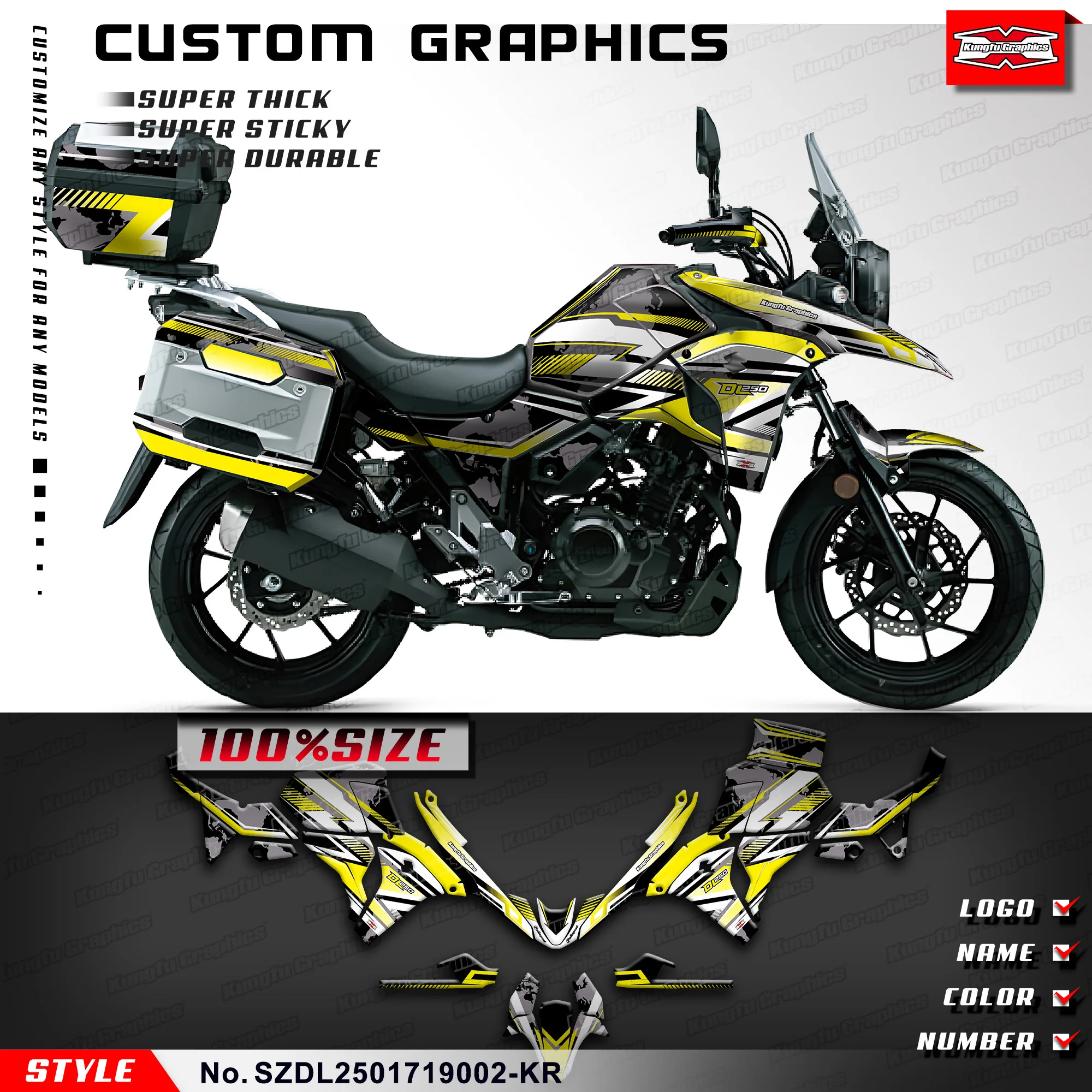 KUNGFU GRAPHICS Motorcycle Graphics Stickers Set for Suzuki DL250 V-Strom 2017 2018 2019, SZDL2501719002-KR
KUNGFU GRAPHICS Motorcycle Graphics Stickers Set for Suzuki DL250 V-Strom 2017 2018 2019, SZDL2501719002-KR
