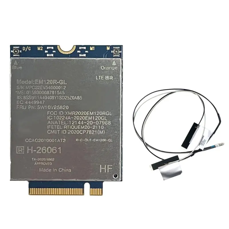 AT82-EM120R-GL 4G Module+2Xantenna EM120R CAT12 600Mbps M. 2/Key B For Thinkpad X1 Yoga 6Th X13 Yoga P14s T14 T15 T15s
AT82-EM120R-GL 4G Module+2Xantenna EM120R CAT12 600Mbps M. 2/Key B For Thinkpad X1 Yoga 6Th X13 Yoga P14s T14 T15 T15s