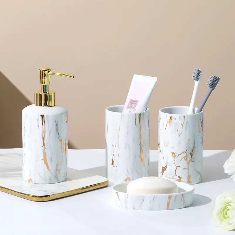 Gold-plated Marble Ceramic Soap Dispenser Gold Press Lotion Bottle Mouthwash Cup Soap Shampoo Dispenser Bathroom Accessories
Gold-plated Marble Ceramic Soap Dispenser Gold Press Lotion Bottle Mouthwash Cup Soap Shampoo Dispenser Bathroom Accessories
