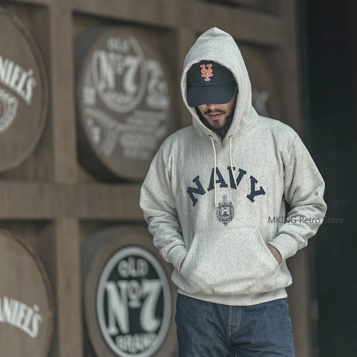 Rugged Bronson Navy Light Grey Heavy Hooded Sweater REVERSE WEAVE Crossgrain Hoodie
Rugged Bronson Navy Light Grey Heavy Hooded Sweater REVERSE WEAVE Crossgrain Hoodie
