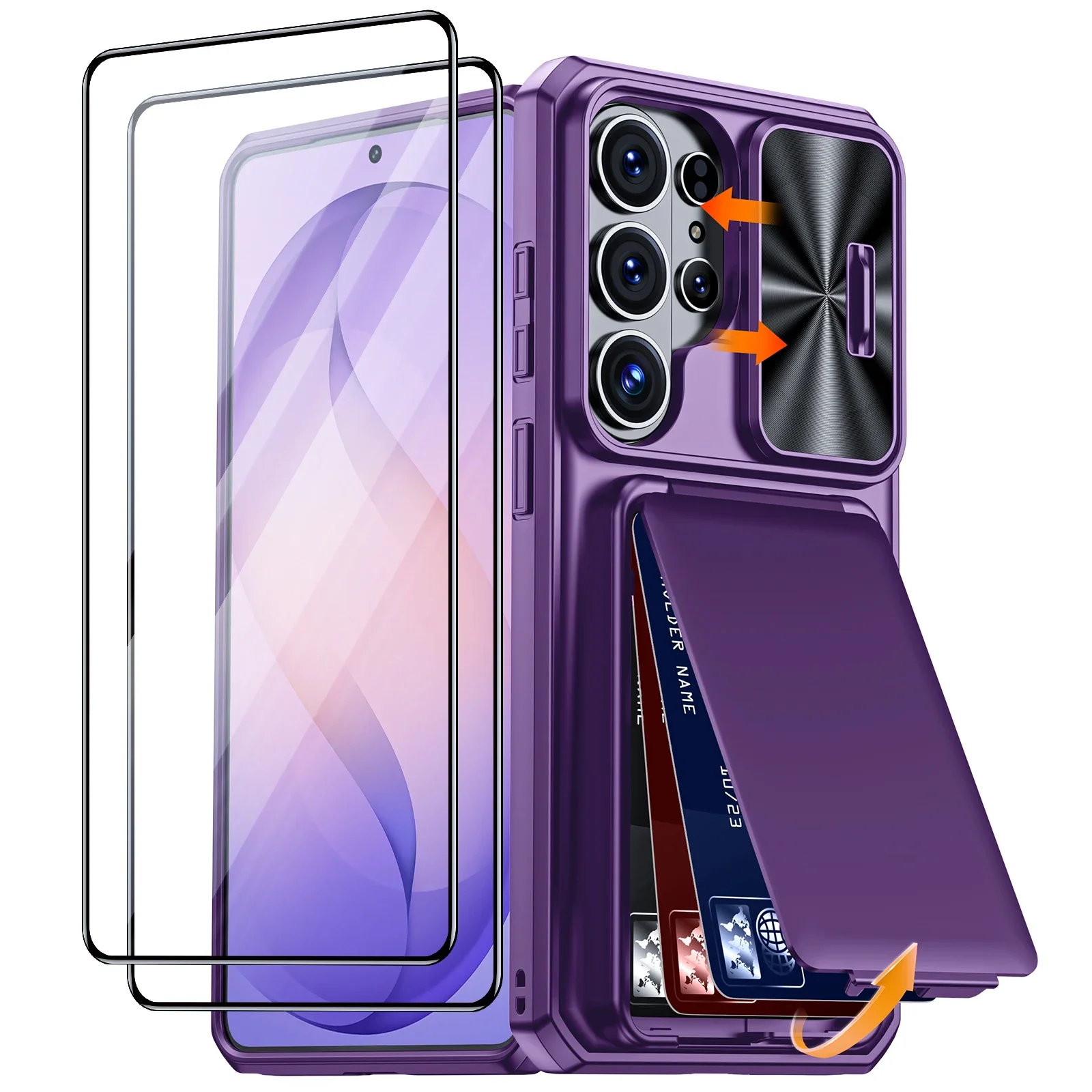 Cards Holder,Camera Cove,Full Body Rugged Shockproof Silicone Wallet RFID Protective Phone Case for Galaxy S26 Ultra-Purple
Cards Holder,Camera Cove,Full Body Rugged Shockproof Silicone Wallet RFID Protective Phone Case for Galaxy S26 Ultra-Purple