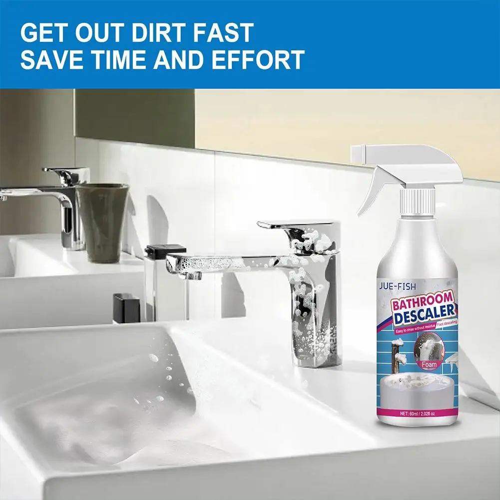 60ML Bathroom Foam Descaler Spray, Multi-Purpose Cleaner for Tiles, Sinks Showers, Fast Stain Limescale Remover 1PCS
60ML Bathroom Foam Descaler Spray, Multi-Purpose Cleaner for Tiles, Sinks Showers, Fast Stain Limescale Remover 1PCS