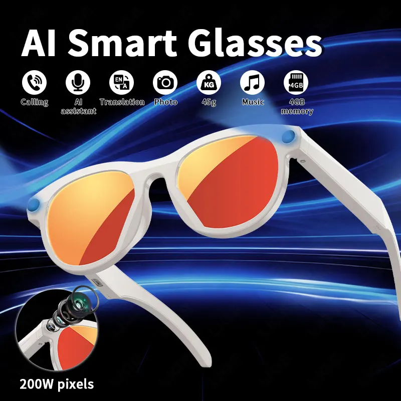 New AI Smart Glasses 4GB Memory Recording Videos Photo Recognition Answer Translation 290mAh WiFi Transmission Bluetooth Glasses
New AI Smart Glasses 4GB Memory Recording Videos Photo Recognition Answer Translation 290mAh WiFi Transmission Bluetooth Glasses