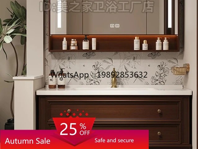 Oak bathroom cabinet combination floor standing washbasin cabinet solid wood bathroom ceramic integrated basin
Oak bathroom cabinet combination floor standing washbasin cabinet solid wood bathroom ceramic integrated basin
