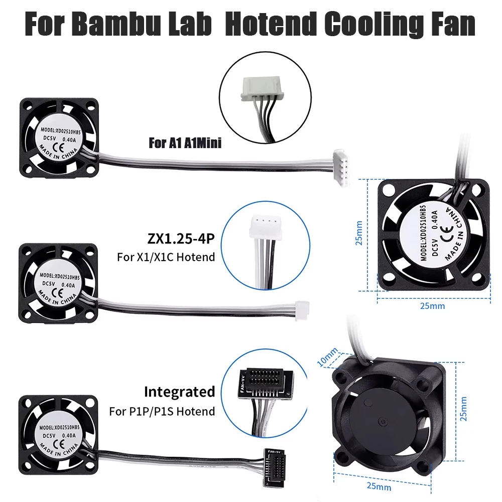 2510 Fan For Bambu Lab X1/P1 A1 Hotend Cooling Fan With Cable Rapid cooling Fan For Bambu X1C P1S P1P A1 A1 Mini 3D Printer part
2510 Fan For Bambu Lab X1/P1 A1 Hotend Cooling Fan With Cable Rapid cooling Fan For Bambu X1C P1S P1P A1 A1 Mini 3D Printer part