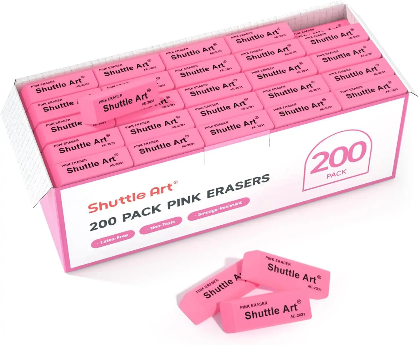 200 Pack Soft Pink Erasers Bulk for School Office Supplies, Latex-Free, Clean Erasing
200 Pack Soft Pink Erasers Bulk for School Office Supplies, Latex-Free, Clean Erasing
