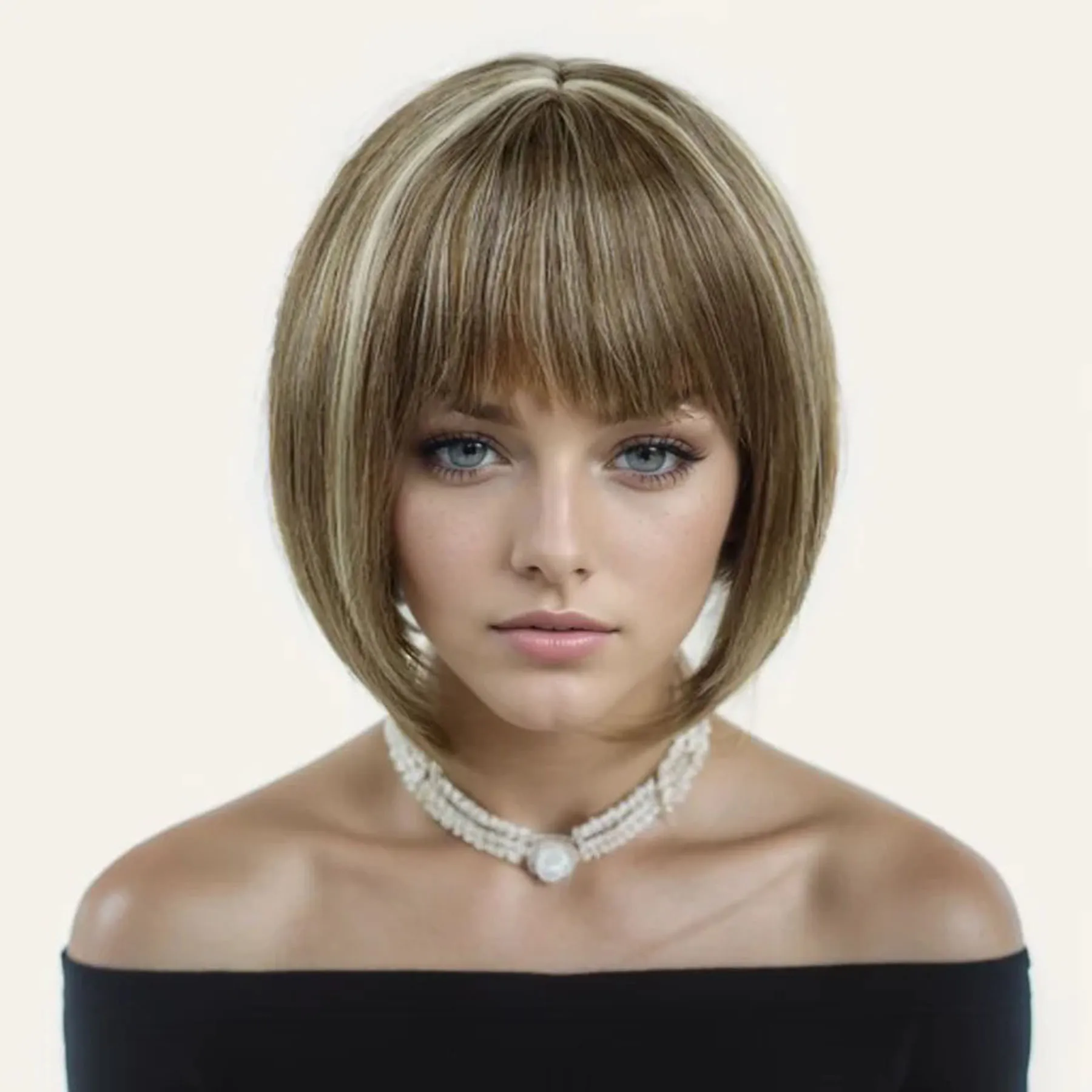 Short Bob Cut Wigs with Bangs Synthetic Straight Hair Mix Brown Wig for Women Natural Soft Ladies Mommy Daily Cosplay Party Use
Short Bob Cut Wigs with Bangs Synthetic Straight Hair Mix Brown Wig for Women Natural Soft Ladies Mommy Daily Cosplay Party Use