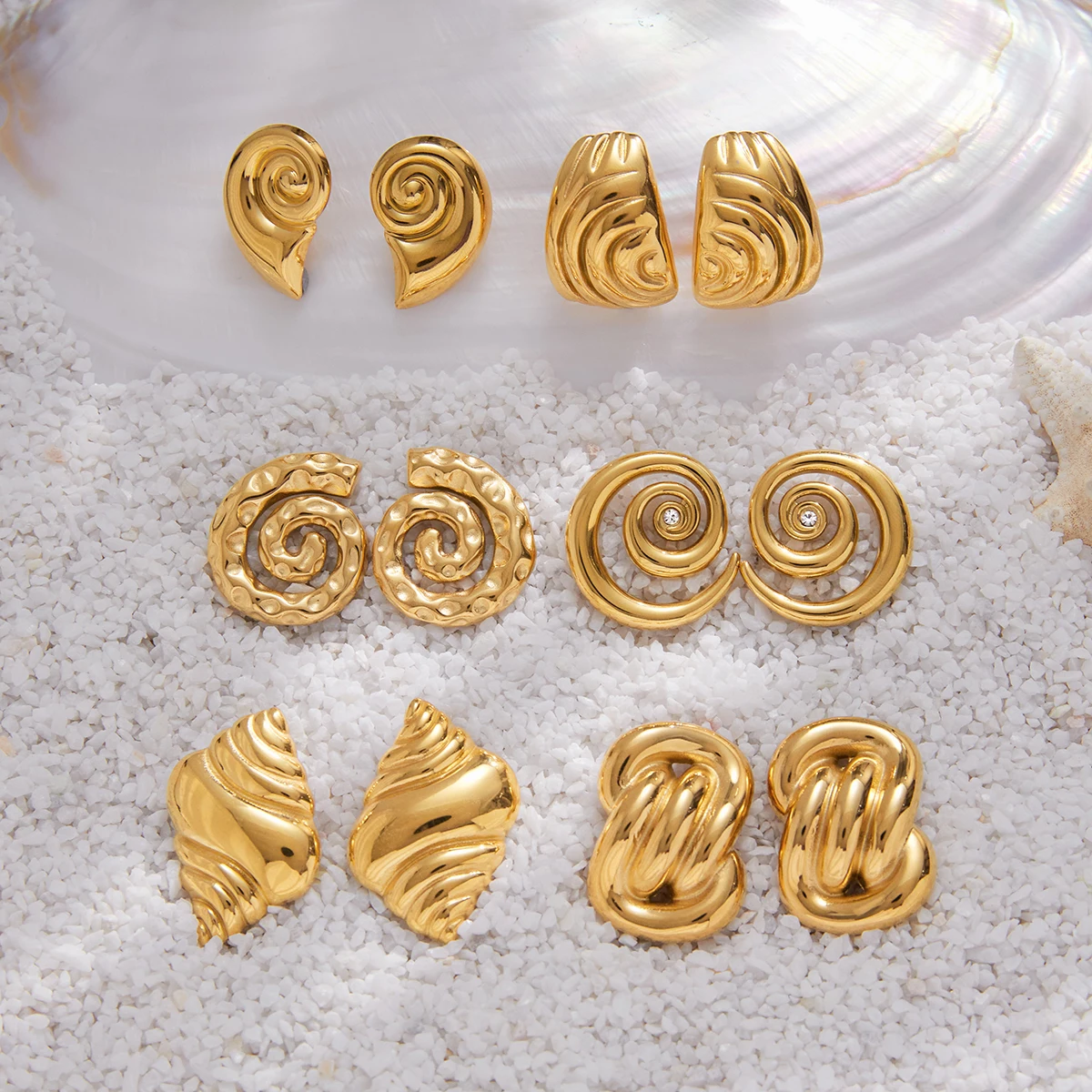 AIKOER Fashion Trend 18k Gold Color Plated Stainless Steel Spiral Pattern Vortex Shaped Earrings for Women's Jewelry Party Gifts 
AIKOER Fashion Trend 18k Gold Color Plated Stainless Steel Spiral Pattern Vortex Shaped Earrings for Women's Jewelry Party Gifts