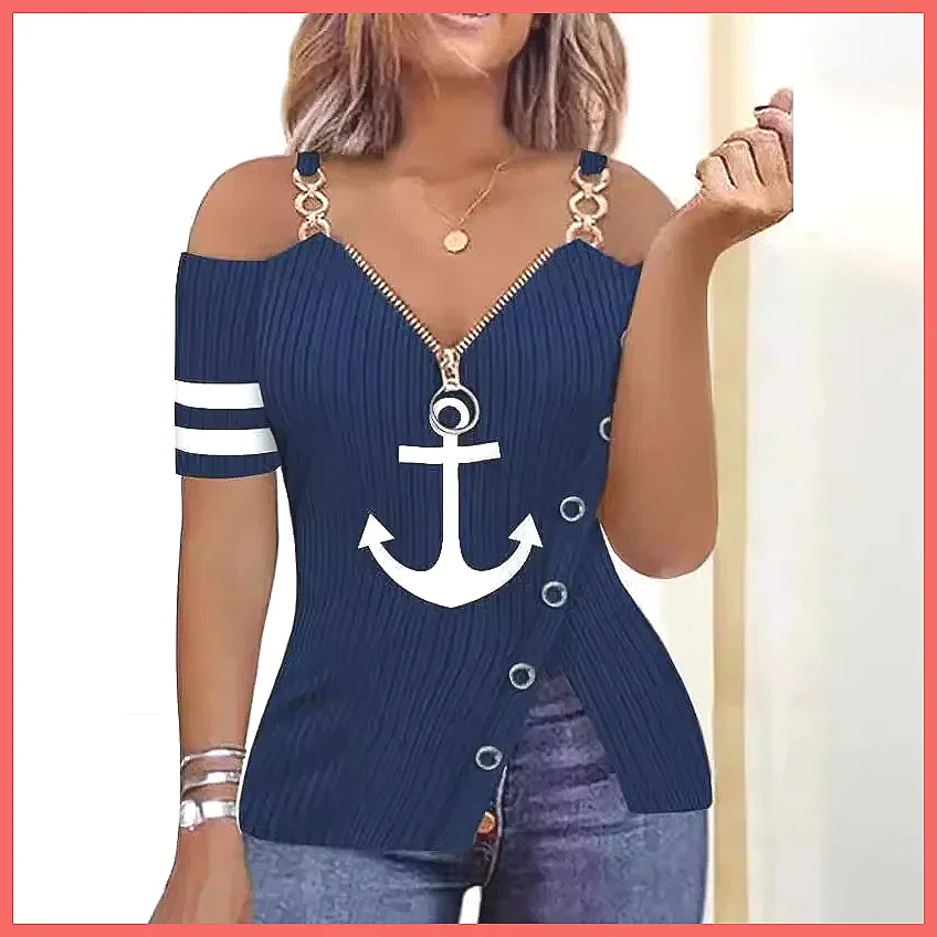 Women's Short Sleeve Tops, Floral Print Blouse with Zip Detail & Split Hem for Spring Summer Fashion
Women's Short Sleeve Tops, Floral Print Blouse with Zip Detail & Split Hem for Spring Summer Fashion