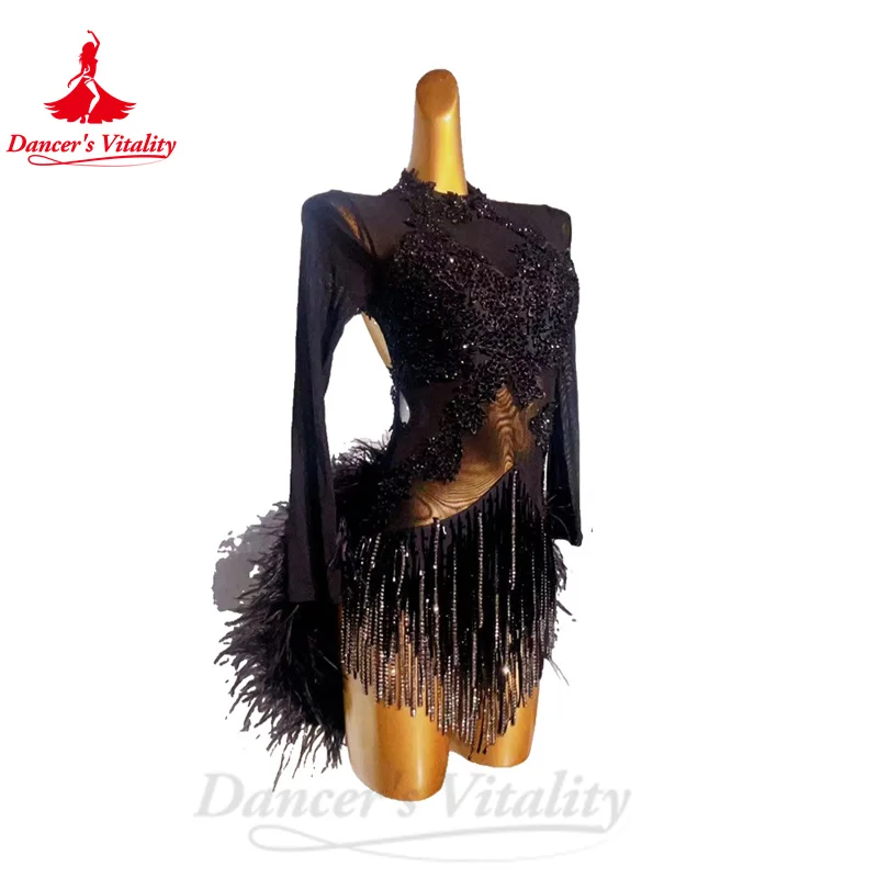 Latin Dance Performance Dress for Women Custom Long Sleeves Chacha Tango Performance Costume Adult Child Latin Tassel Dresses
Latin Dance Performance Dress for Women Custom Long Sleeves Chacha Tango Performance Costume Adult Child Latin Tassel Dresses