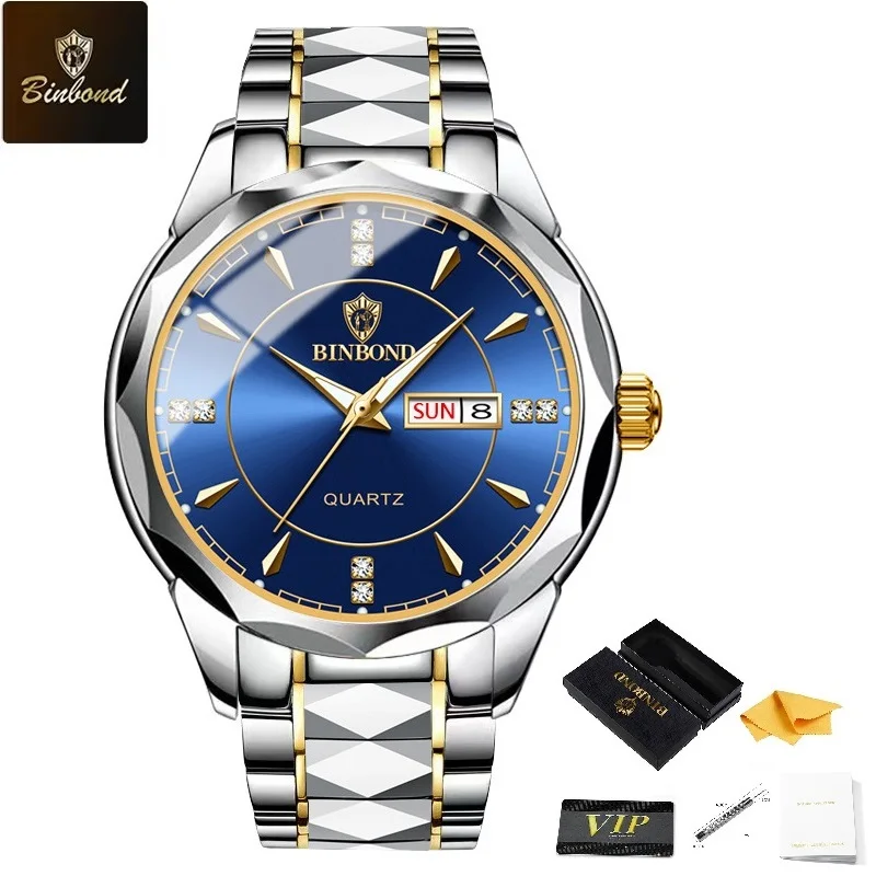 BINBONG Warterproof Sports Mens Watch Business Watch Tungsten Steel Calendar Quartz Watch with Night Light Relogio Masculino
BINBONG Warterproof Sports Mens Watch Business Watch Tungsten Steel Calendar Quartz Watch with Night Light Relogio Masculino