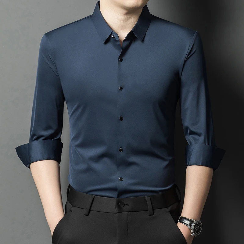 Polyamide Silk Contain Luxury Shirts For Men Solid Smart Casual Spring Quality High Smooth Comfortable Anti-Wrinkle Formal Shirt
Polyamide Silk Contain Luxury Shirts For Men Solid Smart Casual Spring Quality High Smooth Comfortable Anti-Wrinkle Formal Shirt