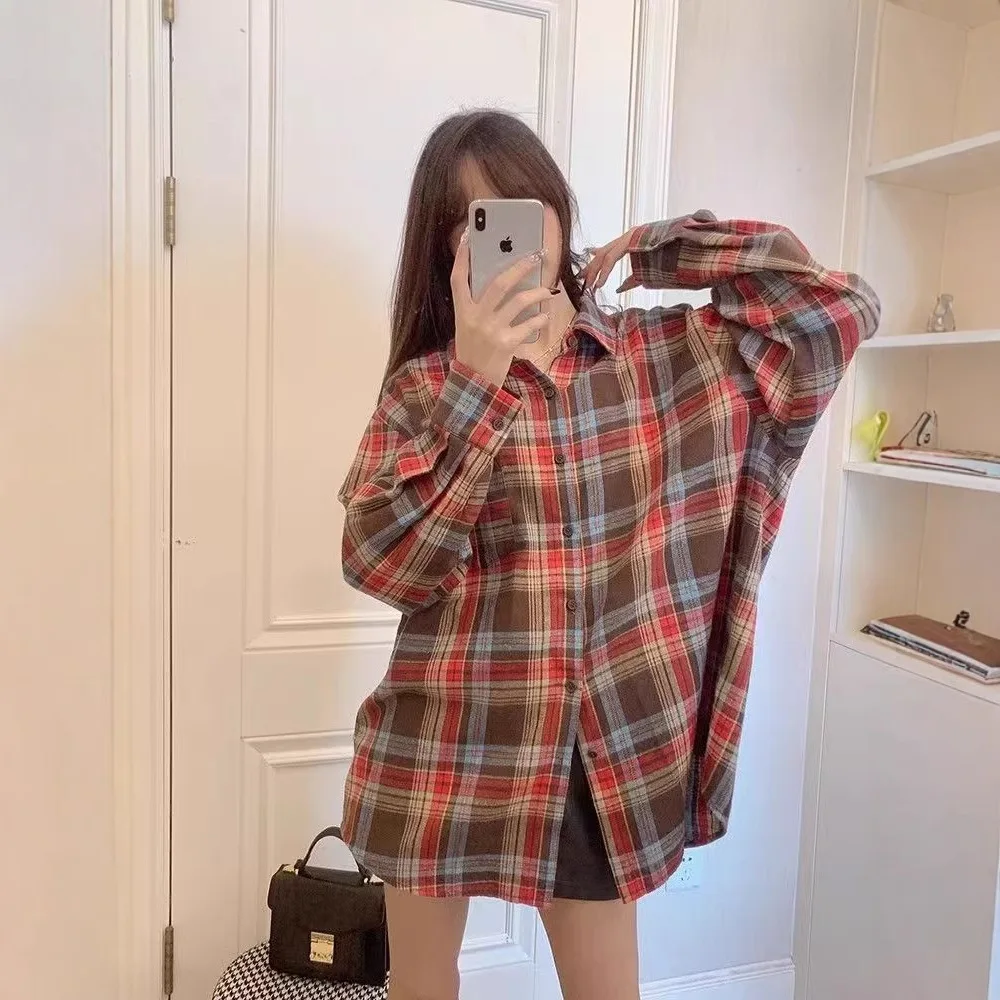 Striped plaid shirt jacket women's spring and autumn new women's clothing design shirt loose long-sleeved couple top
Striped plaid shirt jacket women's spring and autumn new women's clothing design shirt loose long-sleeved couple top