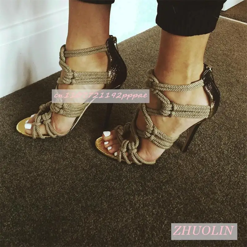 Женские сандалии с открытым носком из плетеной веревки, элегантные туфли на молнии на шпильке, платье на высоком каблуке, пикантная женская обувь для выпускного вечера, большие размеры, гладиаторская обувь
Женские сандалии с открытым носком из плетеной веревки, элегантные туфли на молнии на шпильке, платье на высоком каблуке, пикантная женская обувь для выпускного вечера, большие размеры, гладиаторская обувь
