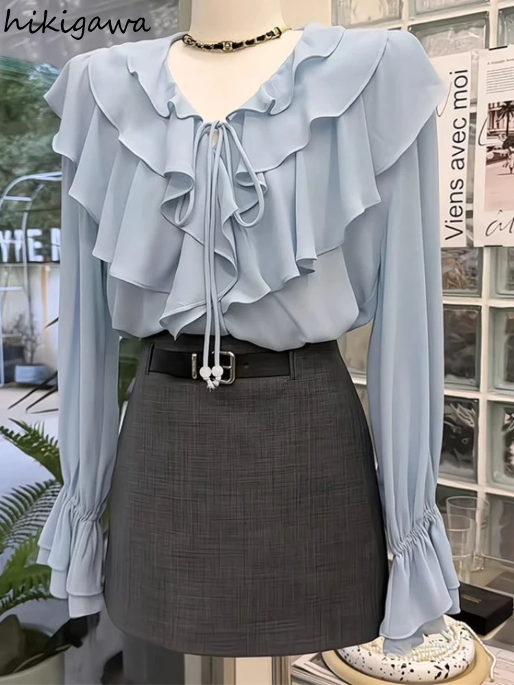 Шифоновая блузка, женская одежда, Camisas De Mujer, 2021, летние рубашки с расклешенными рукавами и v-образным вырезом, оборками, однотонные винтажные блузки, топы
Шифоновая блузка, женская одежда, Camisas De Mujer, 2021, летние рубашки с расклешенными рукавами и v-образным вырезом, оборками, однотонные винтажные блузки, топы