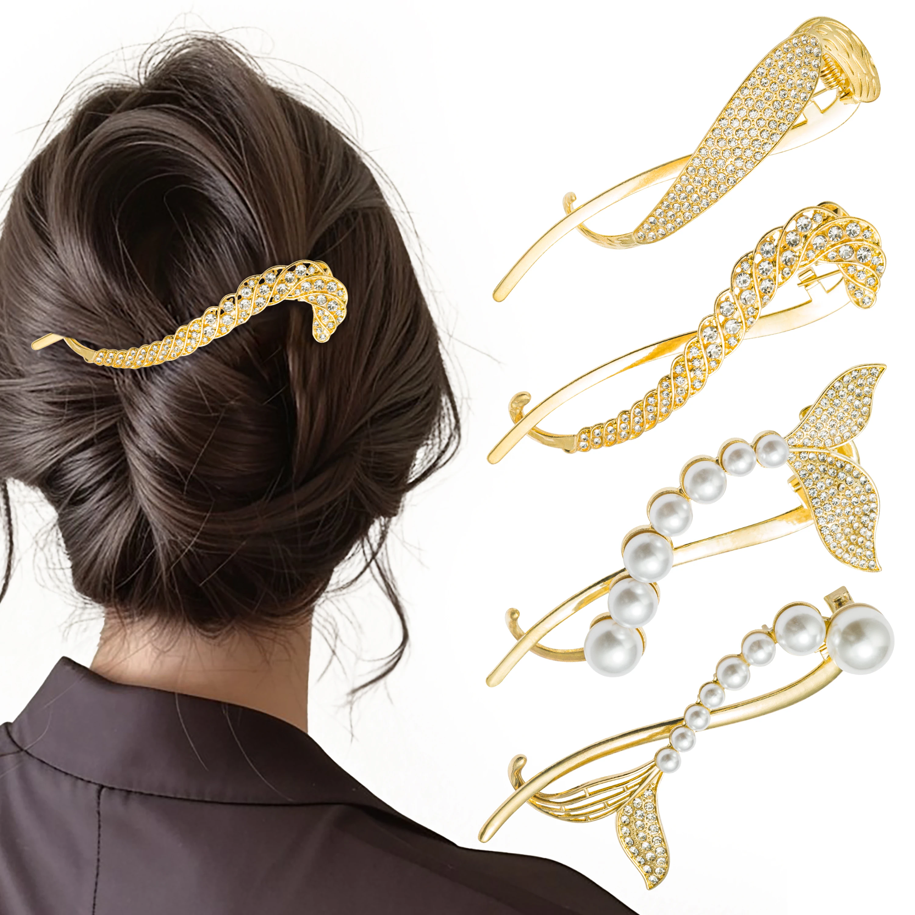 4Pcs Pearl claw clip Twist Hair Barrette for Back To School Girl Women Pearl Banana Clip Twist Non Slip Jaw Hair Grasp
4Pcs Pearl claw clip Twist Hair Barrette for Back To School Girl Women Pearl Banana Clip Twist Non Slip Jaw Hair Grasp