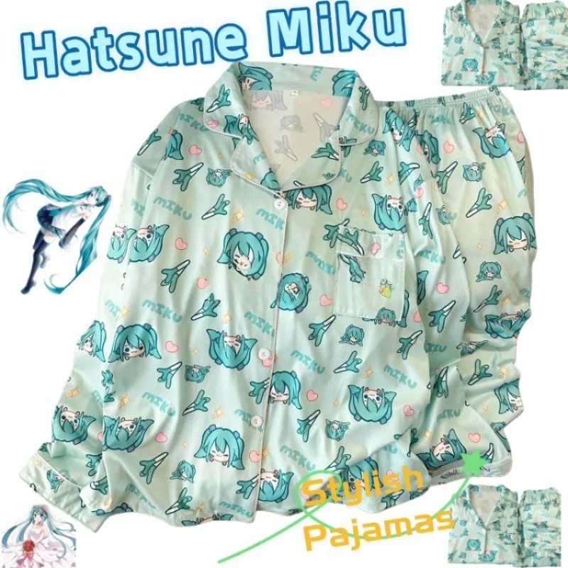 Hatsune Miku pajamas cute cartoon women's spring, autumn, and winter long-sleeve and long-pants homewear set, gift for friends
Hatsune Miku pajamas cute cartoon women's spring, autumn, and winter long-sleeve and long-pants homewear set, gift for friends