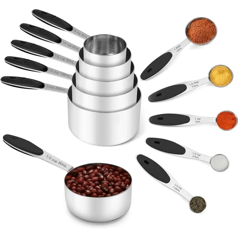 10-Piece Nesting Metal Measuring Cups Set with Soft Touch Silicone Handles for Dry and Liquid Ingredients, Cooking & Baking (Bla
10-Piece Nesting Metal Measuring Cups Set with Soft Touch Silicone Handles for Dry and Liquid Ingredients, Cooking & Baking (Bla