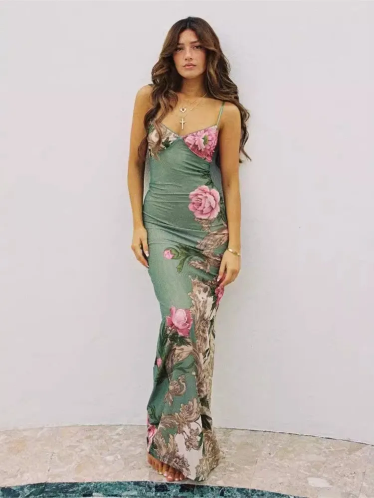 Party Dresses For Woman Long Backless Holiday Slim Printed Suspender Dress Sleeveless Sexy Vestidos Elegant Temperament Robe
Party Dresses For Woman Long Backless Holiday Slim Printed Suspender Dress Sleeveless Sexy Vestidos Elegant Temperament Robe