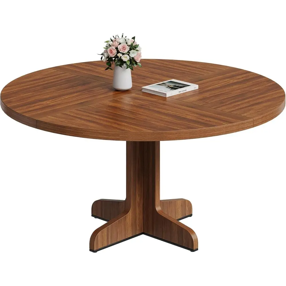 47 Round Dining Table with Walnut Wood Top and Stable Base for Home Living Room and Kitchen
47 Round Dining Table with Walnut Wood Top and Stable Base for Home Living Room and Kitchen