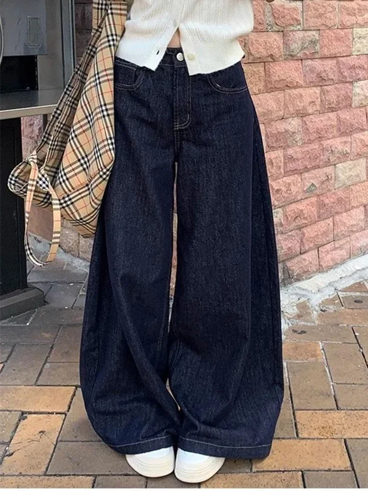 Women Wide Leg Jeans Deep Blue High Waist Baggy Pants Streetwear Loose Fit Denim Trousers Cool Girl Casual Straight Leg
Women Wide Leg Jeans Deep Blue High Waist Baggy Pants Streetwear Loose Fit Denim Trousers Cool Girl Casual Straight Leg