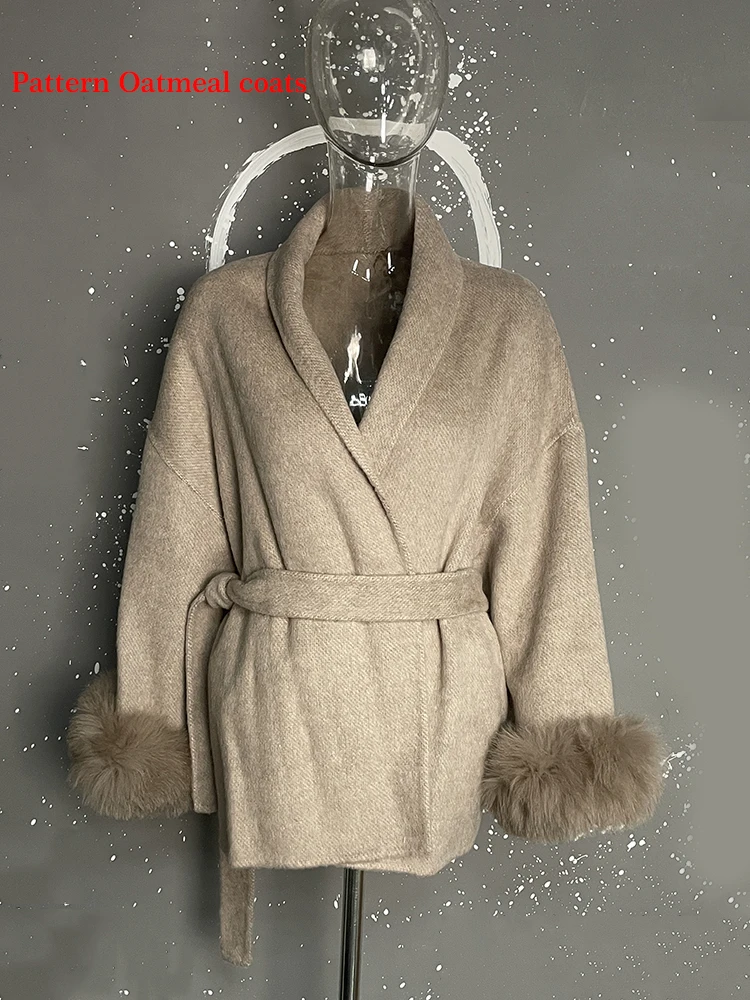 UCXQ Elegant OL Office Lady Overcoats Fur Patchwork Long Sleeve Woolen Coat Beautiful Women's Clothing Jacket Autumn 2025 Winter 52 S540c682e5ddf4c40876dcea61ff6f99dk