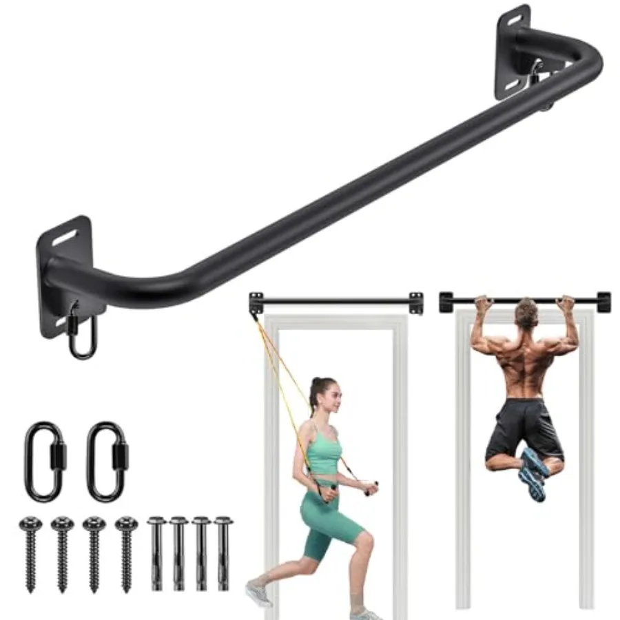 Pull Up Bar Wall Mount 440 LBS Capacity Doorway Chin Up Bar Multifunctional Steel Chinup Bar with Resistance Band Hooks for Ind
Pull Up Bar Wall Mount 440 LBS Capacity Doorway Chin Up Bar Multifunctional Steel Chinup Bar with Resistance Band Hooks for Ind