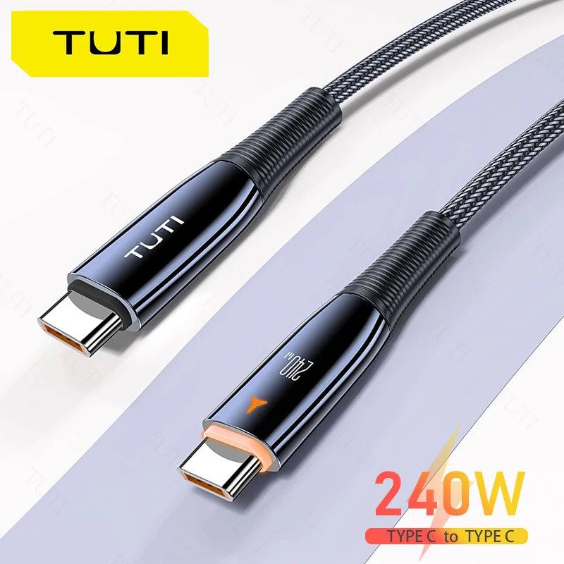 TUTI 240W Fast Charging Cable Dual Type-C Interface Braided Zinc Alloy with Orange Breathing Light for Apple Samsung Huawei
TUTI 240W Fast Charging Cable Dual Type-C Interface Braided Zinc Alloy with Orange Breathing Light for Apple Samsung Huawei