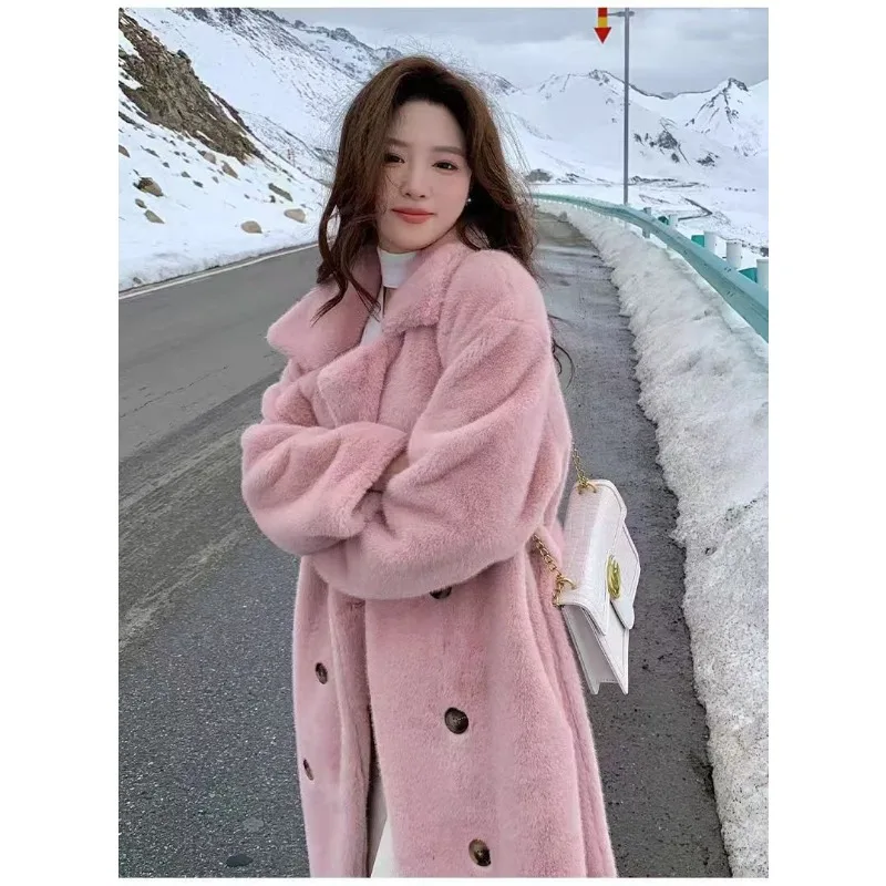 Autumn Winter Imitation Rabbit Fur Thickened Warm Suit Collar Long Coat Solid Color Leisure Long Sleeve Double-breasted Coat
Autumn Winter Imitation Rabbit Fur Thickened Warm Suit Collar Long Coat Solid Color Leisure Long Sleeve Double-breasted Coat