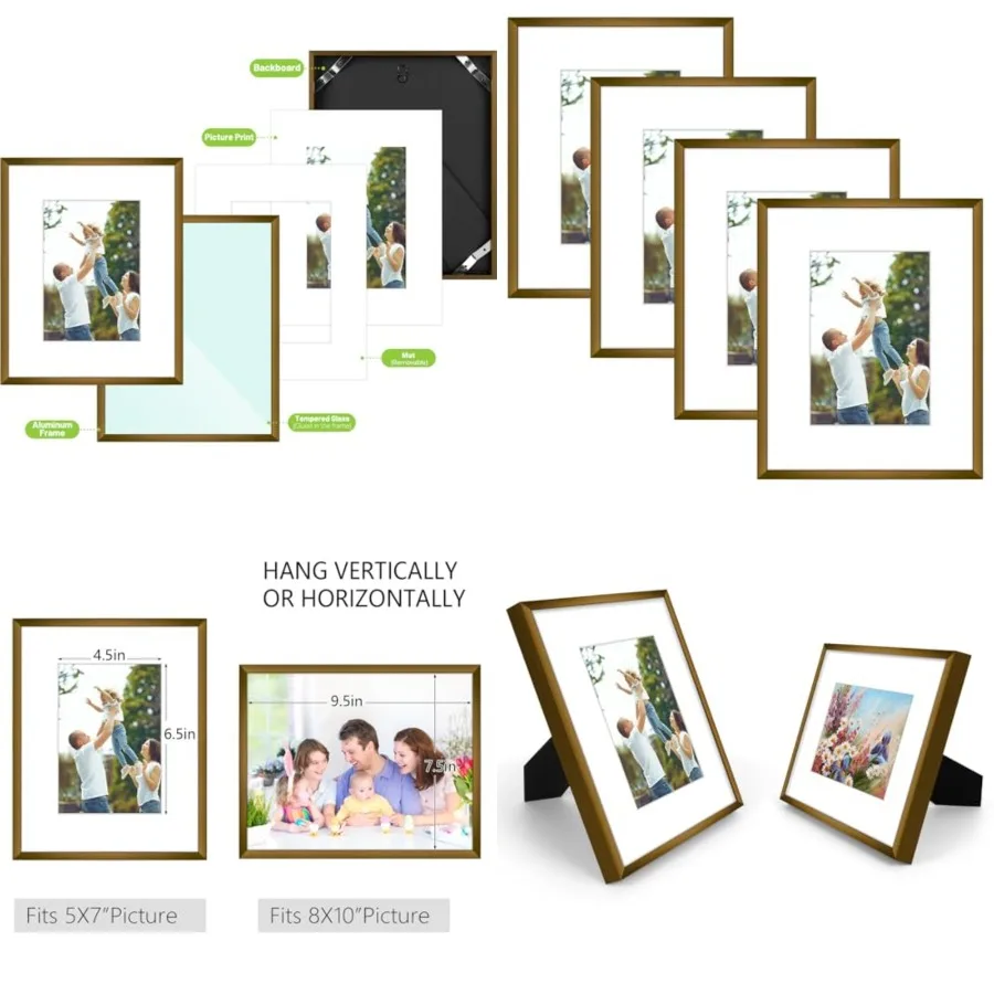 8x10 Metal Picture Frames with Mat for 5x7 Photo - Set of 4-8 x 10 Aluminum Photo Frame with Real Glass - Wall Decor or Tabletop Display - Vintage Bronze
8x10 Metal Picture Frames with Mat for 5x7 Photo - Set of 4-8 x 10 Aluminum Photo Frame with Real Glass - Wall Decor or Tabletop Display - Vintage Bronze
