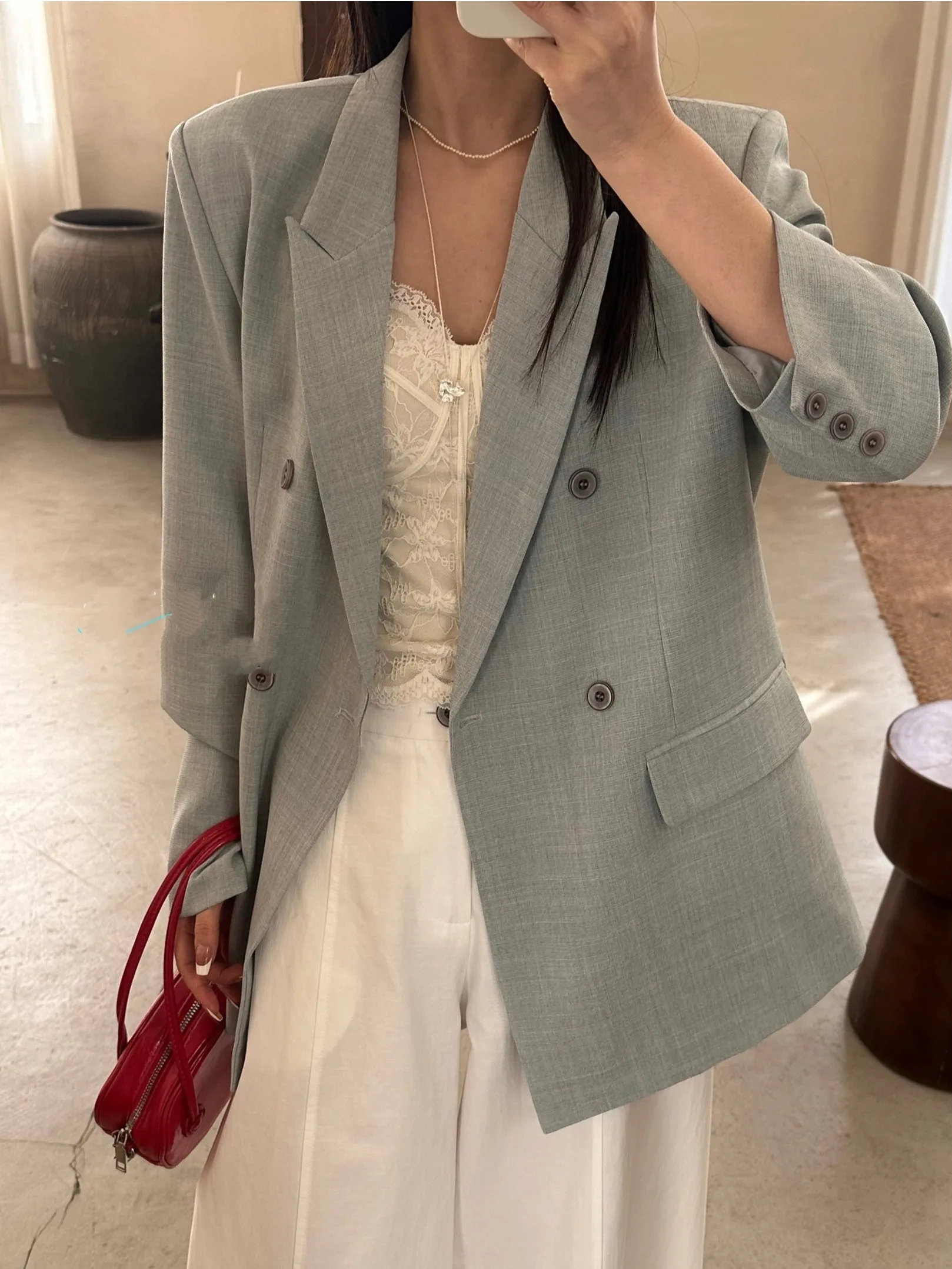 Ele Double-Breasted Simple Sle Women's Suit Jaet Spring Faion High-End Sensation Chic Personali Western Clothes Top
Ele Double-Breasted Simple Sle Women's Suit Jaet Spring Faion High-End Sensation Chic Personali Western Clothes Top