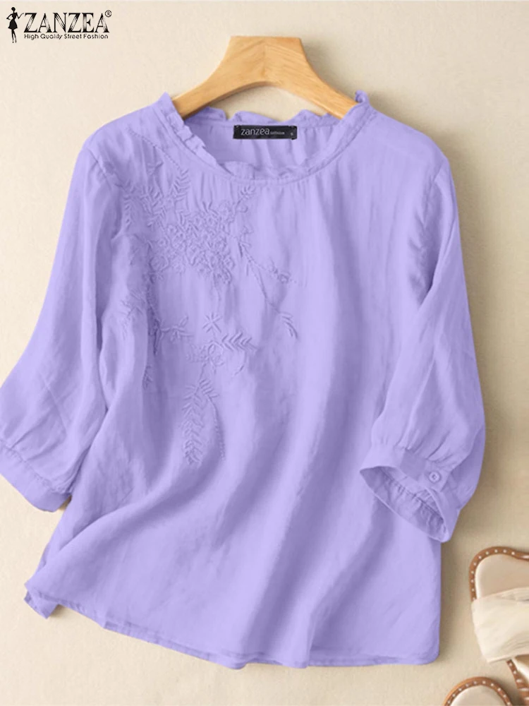 ZANZEA Women Embroidery Floral Blouse Summer Elegant Shirts Casual O Neck 3/4 Sleeve Work Tops Tunic Loose Blusas Chemise 2025
ZANZEA Women Embroidery Floral Blouse Summer Elegant Shirts Casual O Neck 3/4 Sleeve Work Tops Tunic Loose Blusas Chemise 2025