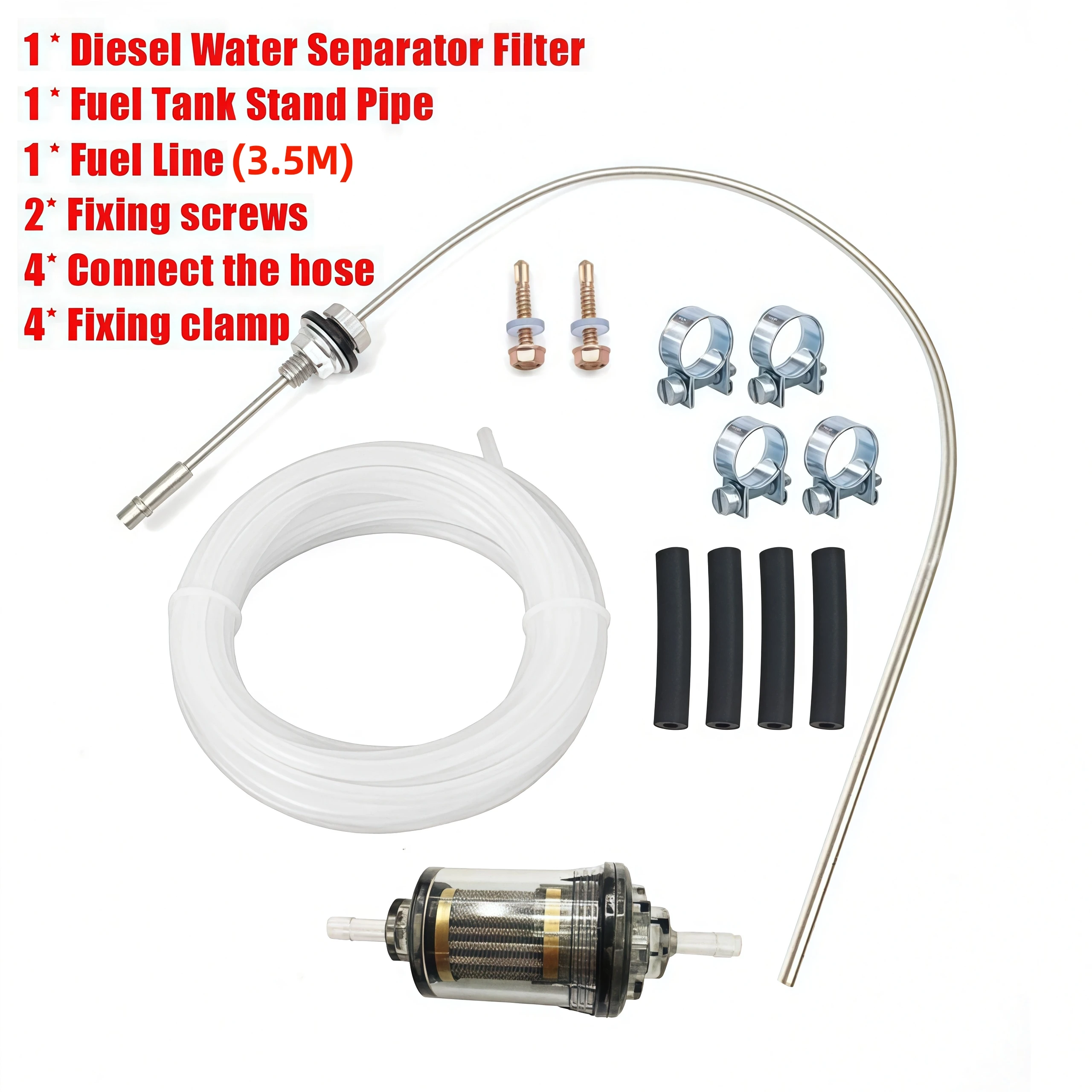 Heater Fuel Tank Standpipe Kit Compatible with Webasto Air Water Heater Includes Fuel Hose Filter Diesel Parking Accessories
Heater Fuel Tank Standpipe Kit Compatible with Webasto Air Water Heater Includes Fuel Hose Filter Diesel Parking Accessories