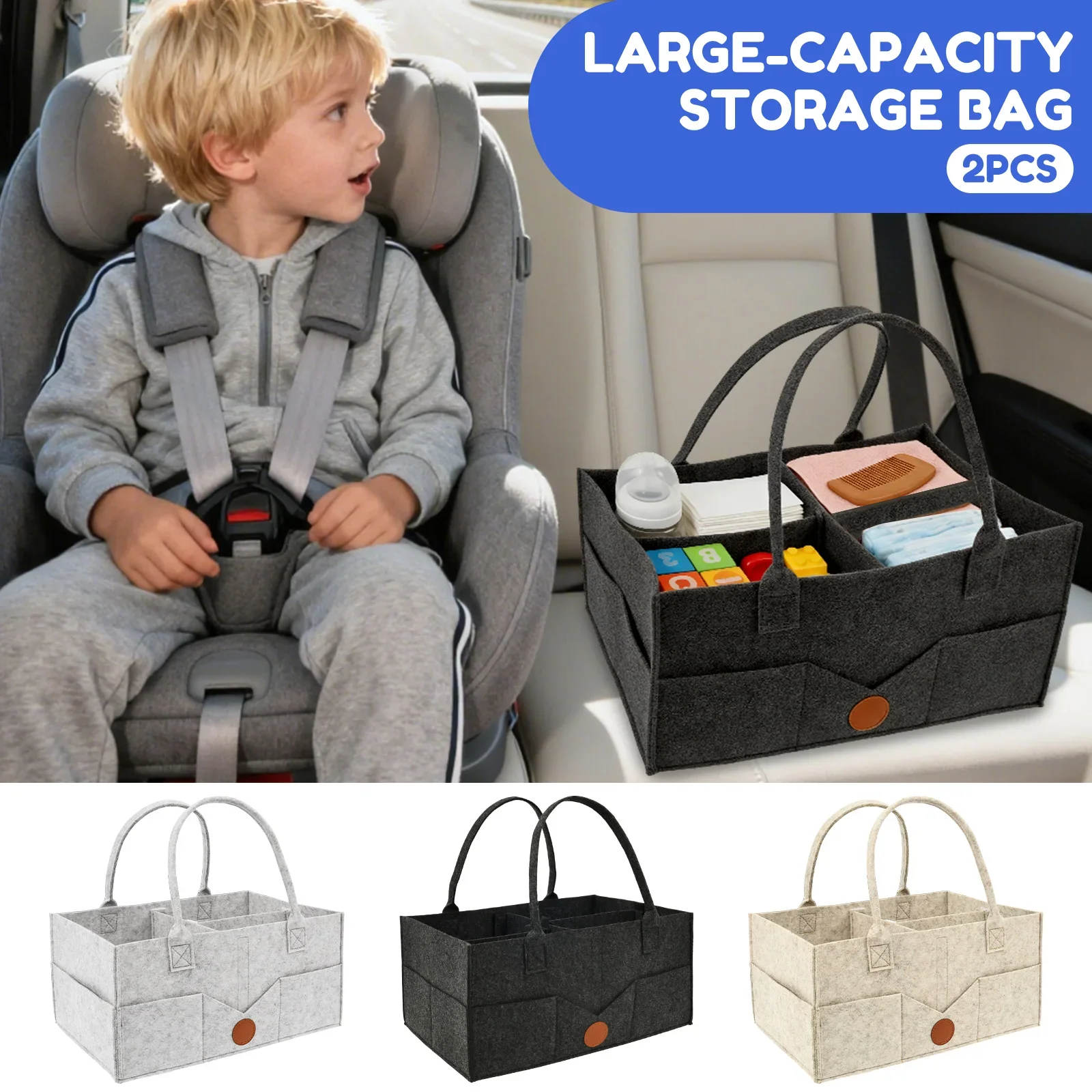 2Pcs Diaper Caddy Organizer Baby Felt Storage Basket with Dividers and Handle Large Capacity Portable Infant Diaper Bag for Baby
2Pcs Diaper Caddy Organizer Baby Felt Storage Basket with Dividers and Handle Large Capacity Portable Infant Diaper Bag for Baby