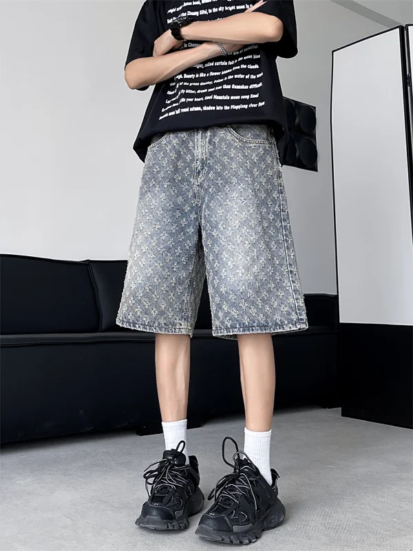 Waed Denim ort Pants Summer Thin Men's Loose American Trendy Five-Pointed Pants Floral Embroidery Design Casual Straight Leg
Waed Denim ort Pants Summer Thin Men's Loose American Trendy Five-Pointed Pants Floral Embroidery Design Casual Straight Leg