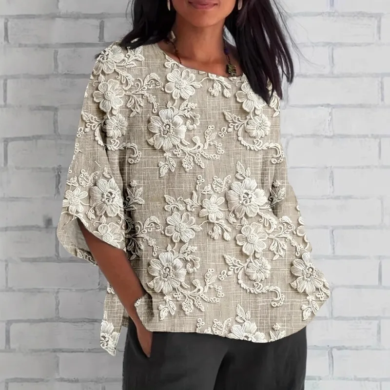 2025 Spring and Summer Fashion Elegant Temperament Flower Pattern Printing V-neck Cropped Sleeve Top
2025 Spring and Summer Fashion Elegant Temperament Flower Pattern Printing V-neck Cropped Sleeve Top