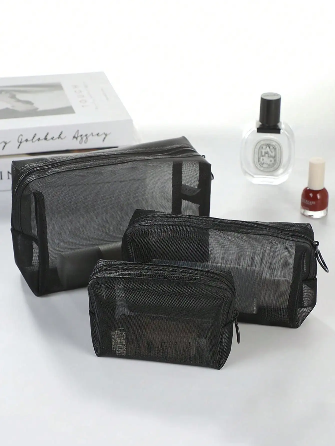 1pc Portable Travel Makeup Brush Storage Bag, Mesh Cosmetic Bag, Nylon Mesh Makeup Bag With Large Capacity For Lipstick, Cushion Brush And Other Cosmetics, Black & Transparent, Perfect Gift For Friends On Business Trips Makeup Travel Toiletry Organizer Cl
1pc Portable Travel Makeup Brush Storage Bag, Mesh Cosmetic Bag, Nylon Mesh Makeup Bag With Large Capacity For Lipstick, Cushion Brush And Other Cosmetics, Black & Transparent, Perfect Gift For Friends On Business Trips Makeup Travel Toiletry Organizer Cl